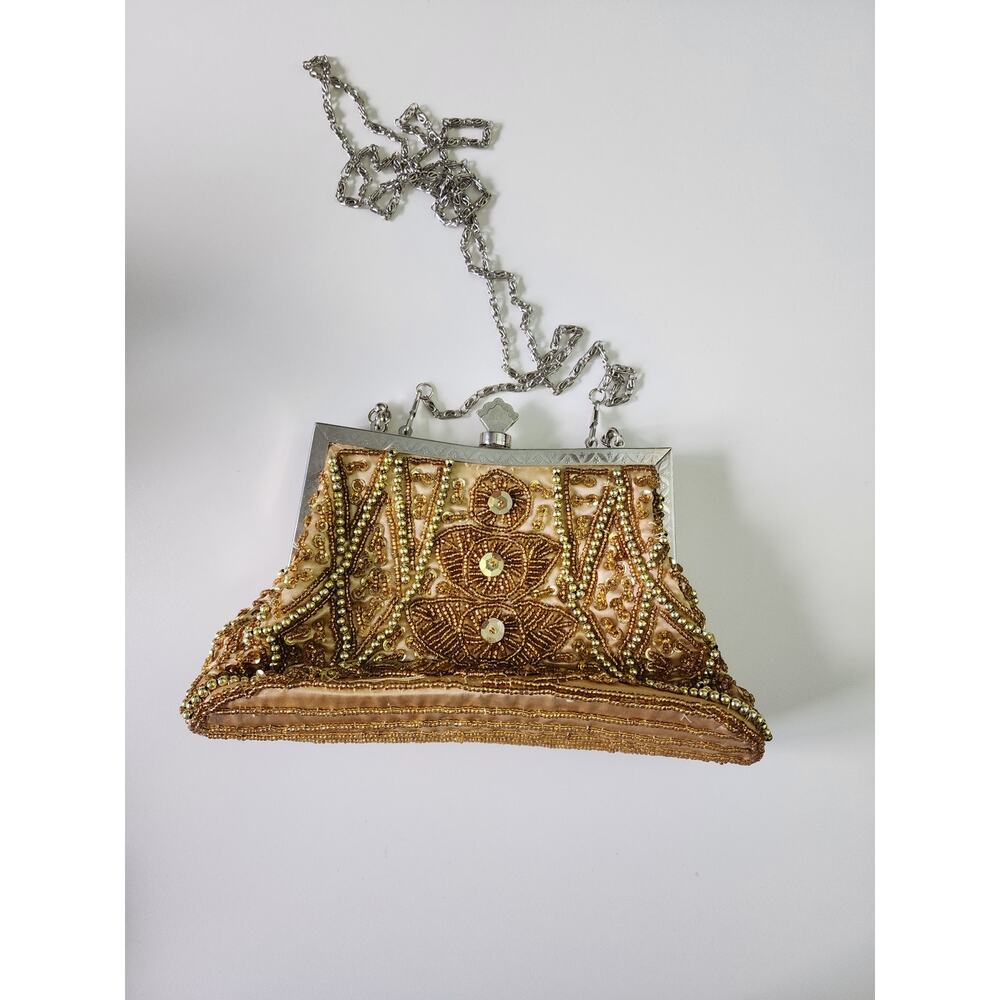 Vintage Gold/Silver Beaded Clutch - Picture 2 of 8